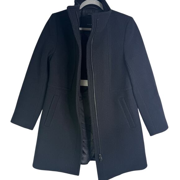 Talbots Italian Wool Blend Stadium Coat Zip Up Size 6 Black Longline Classy - Picture 5 of 16